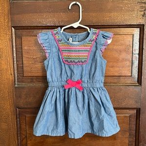 Kids Headquarters | Chambray 5T Girls Striped Print Dress